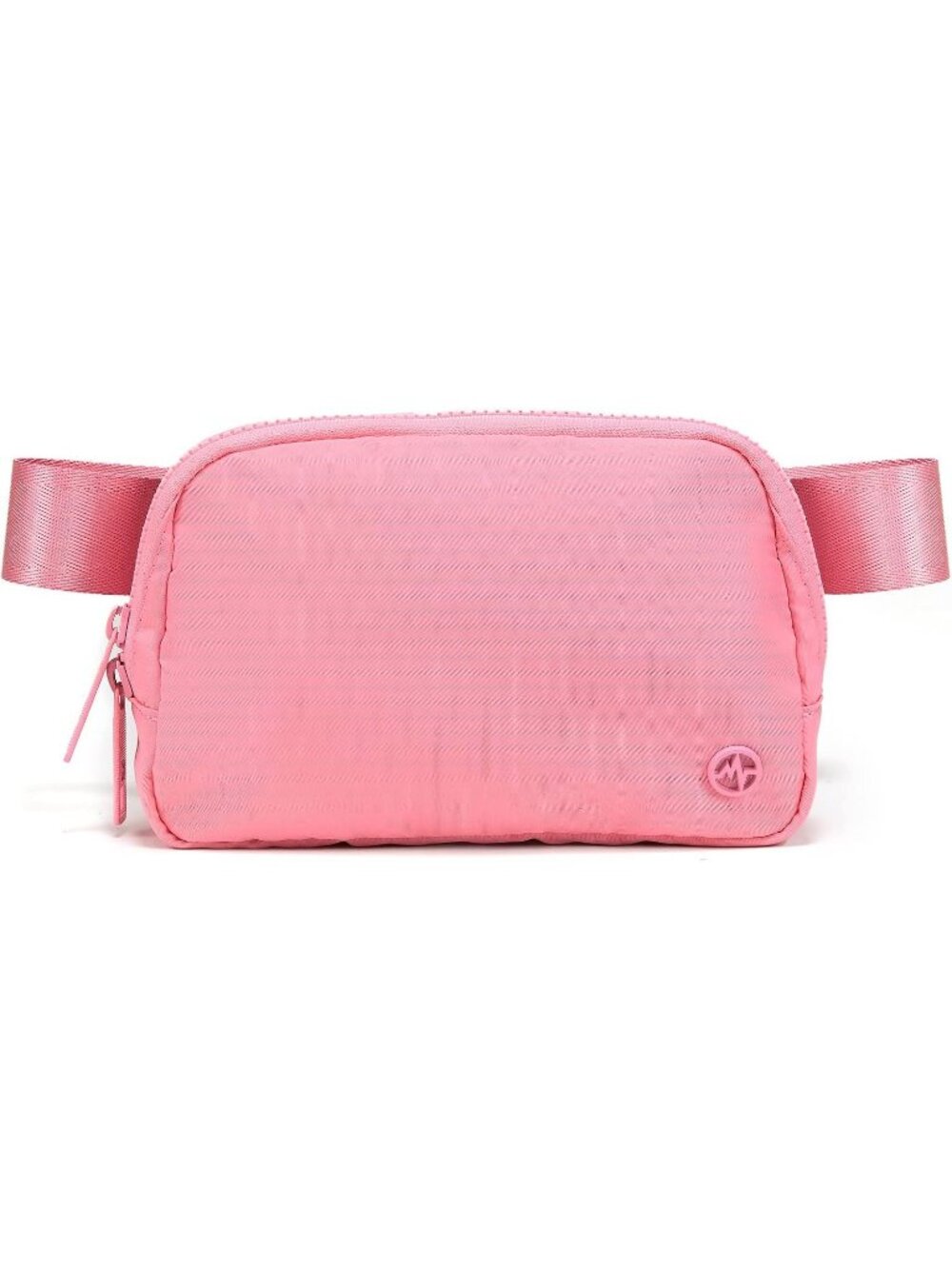 Women's Light Pink Nylon Fanny Pack Double Zipper Waist Pack Adjustable Strap